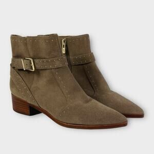 Antonio Melani Linadee Suede Studded Detail Pointed Toe Block Heel Boot Size 6.5